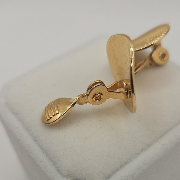 Monet Gold Textured Earrings - Picture 8 of 11